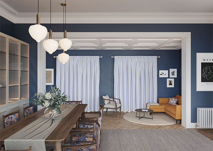 Lace Stripes, Soft Blue - Made to Measure Curtains - Image 15